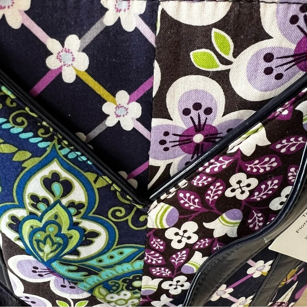 New VERA BRADLEY Floral Nightingale 2011 Tall Tote Rhythm Blues Plum Petal Y2K